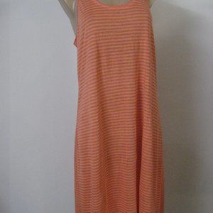 EILEEN FISHER Linen Jersey Racerback Sleeveless Stripe Dress Large $278